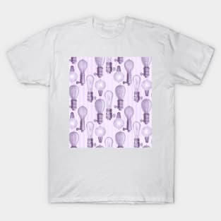 Vintage Light Bulbs in Purple T-Shirt